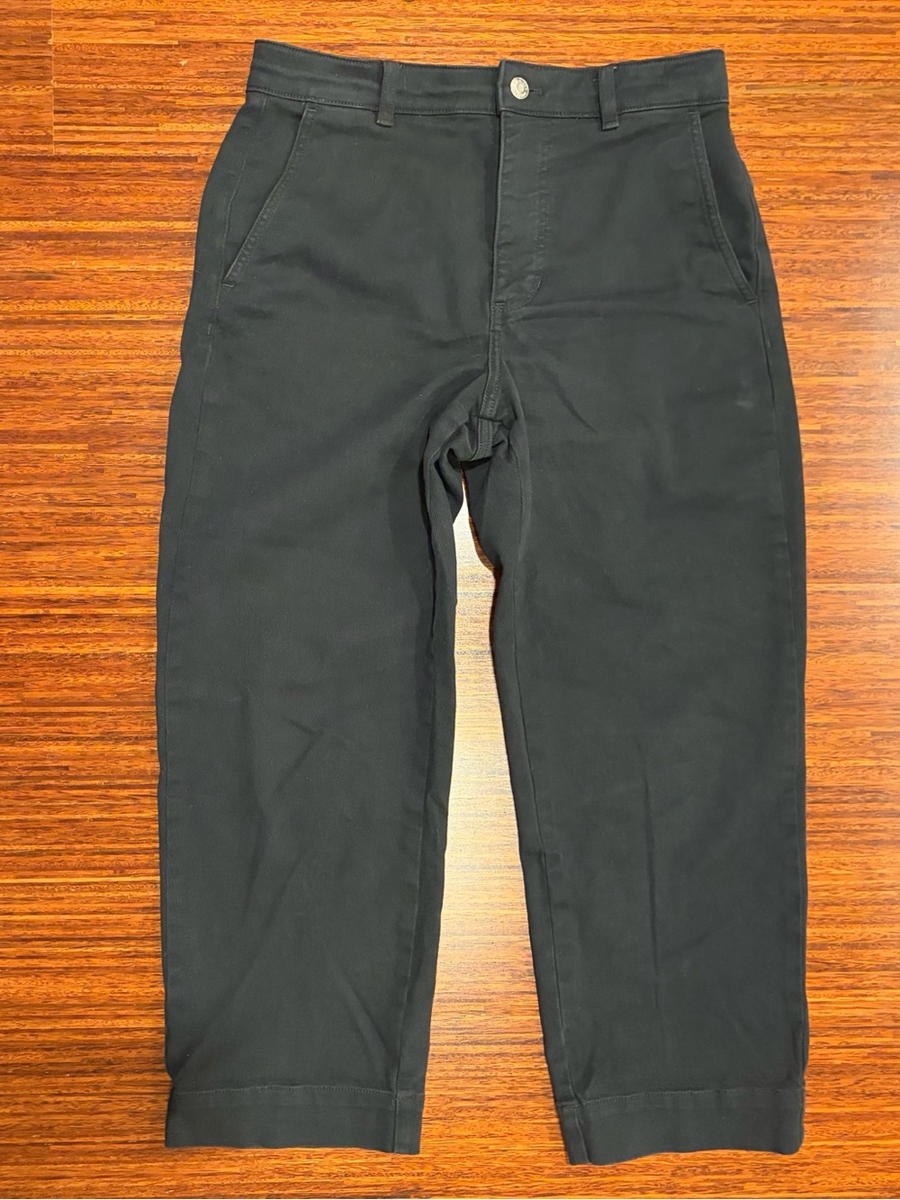 Everlane Black Straight-Leg Cropped Chino Pants Size 8 Regular Organic Cotton